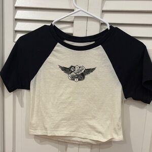 Black and White Cropped Graphic Tee